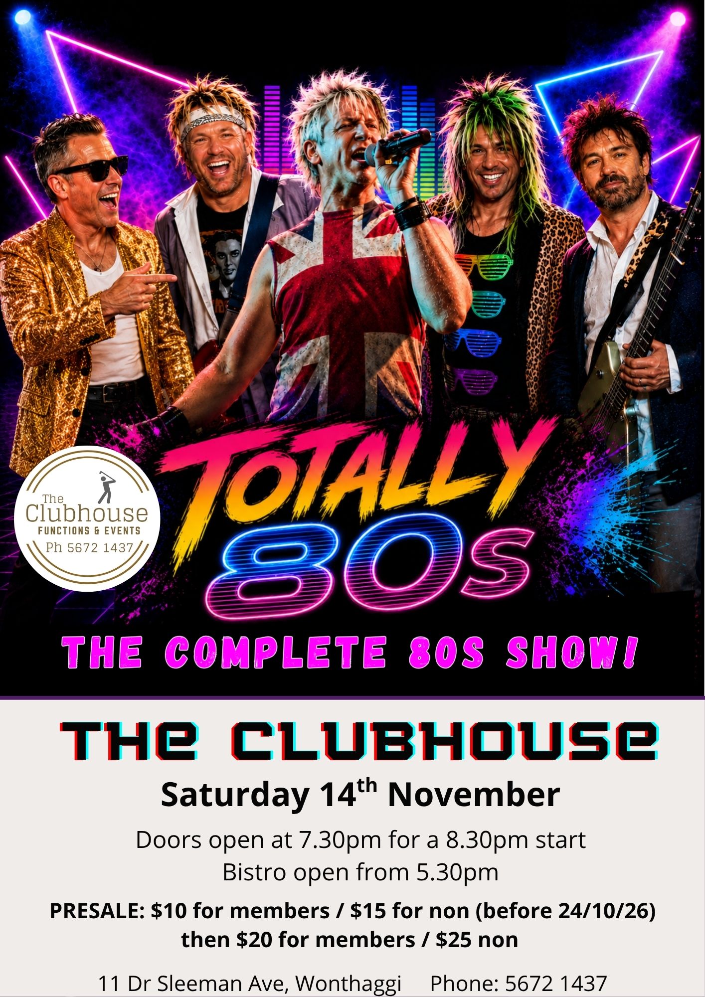 Saturday 141126 $10 for members $15 for non members Presale (before 241026) then $20 for members $25 non members Doors open at 7.30pm for an 8.30pm start Bistro Available from 530pm - Bookings E